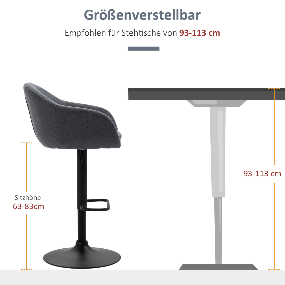 Höhenverstellbarer Barhocker mit Lehne und Fußstütze
