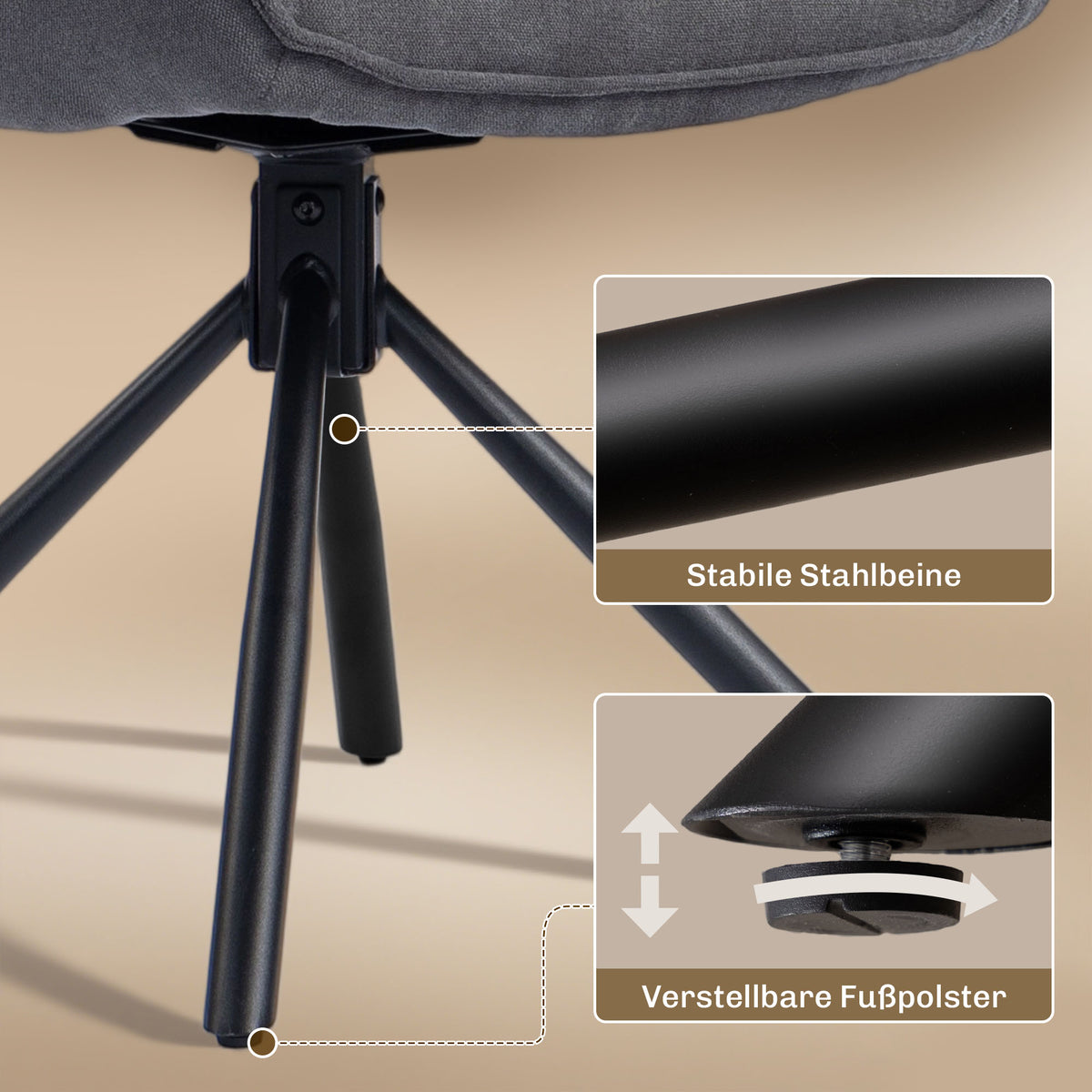 2er-Set drehbare Esszimmerstühle mit Armlehnen