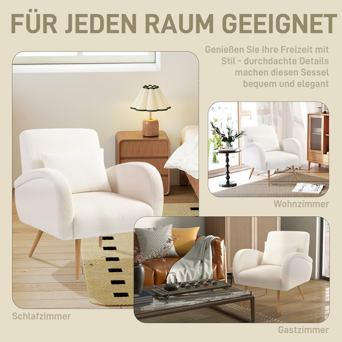 Polstersessel mit Teddyfleece und Lendenkissen