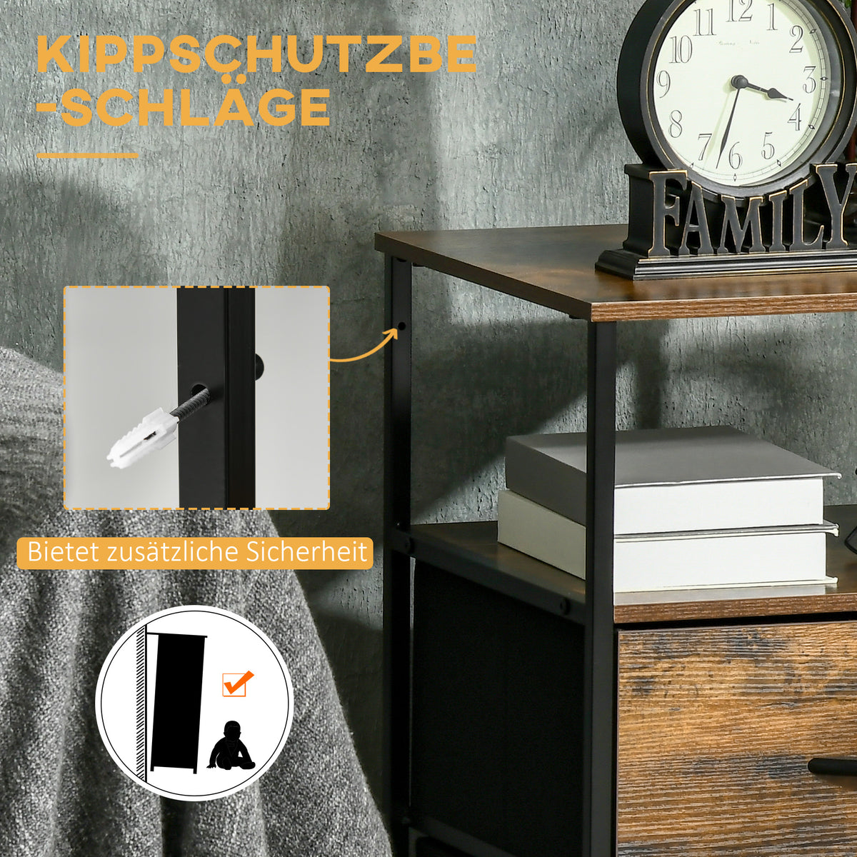 Kommode mit zwei Stoffschubladen und Ablagen