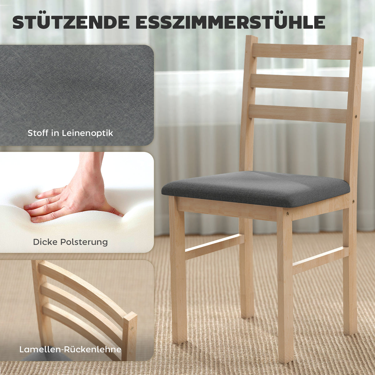 3-teiliges Essgruppen-Set mit zwei Stühlen