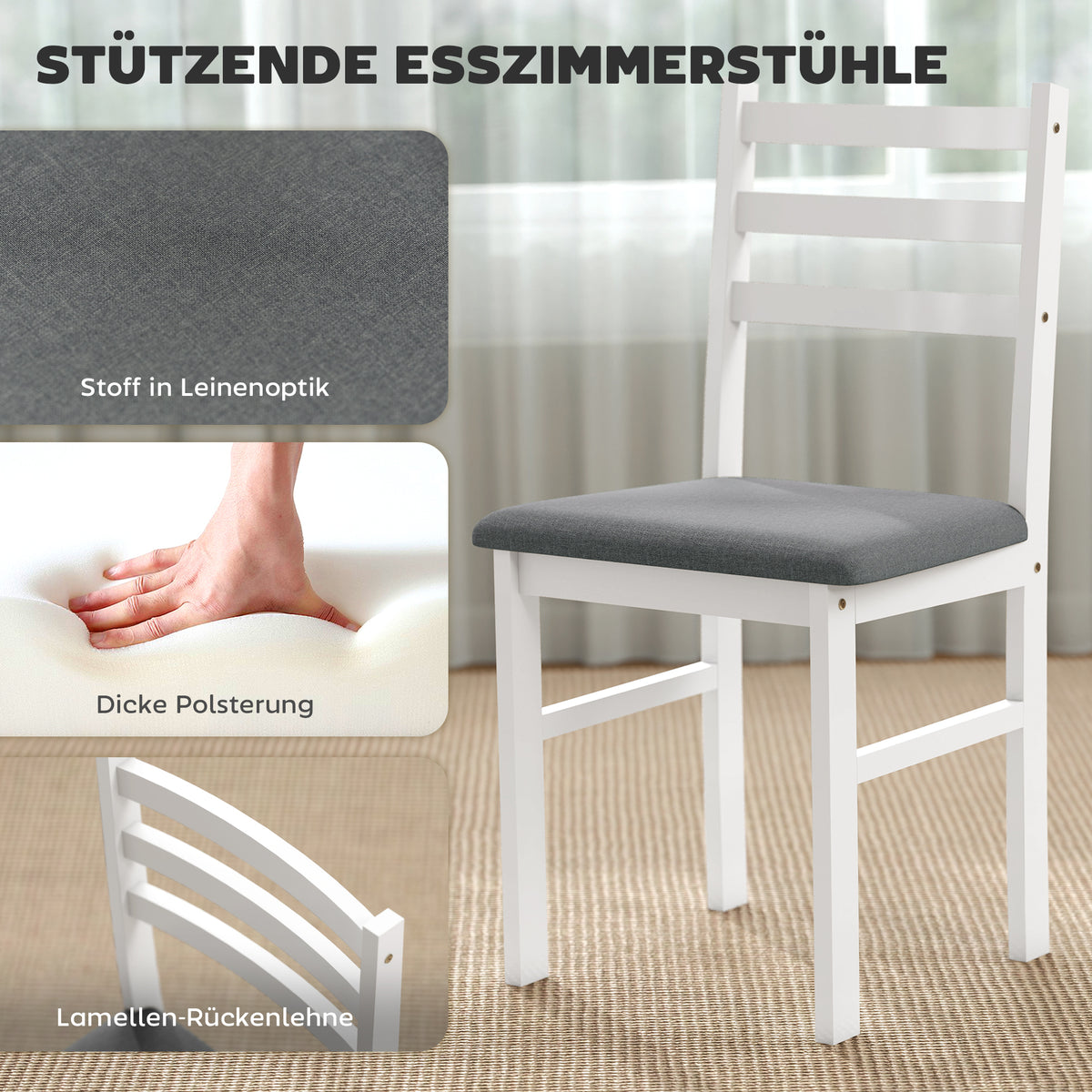 3-teiliges Essgruppen-Set mit zwei Stühlen