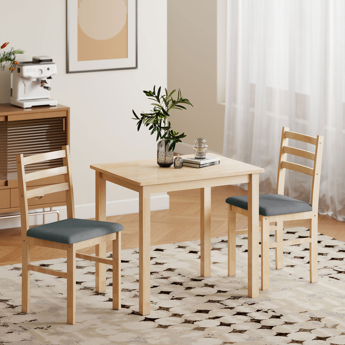 3-teiliges Essgruppen-Set mit zwei Stühlen
