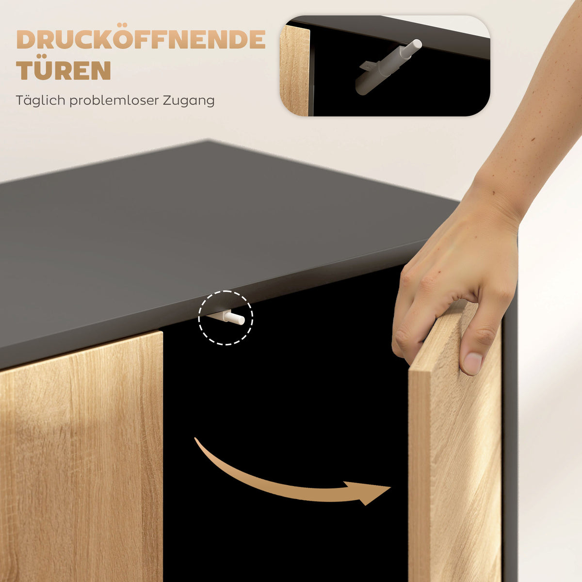 Sideboard mit Push-to-open-Türen, 60 cm
