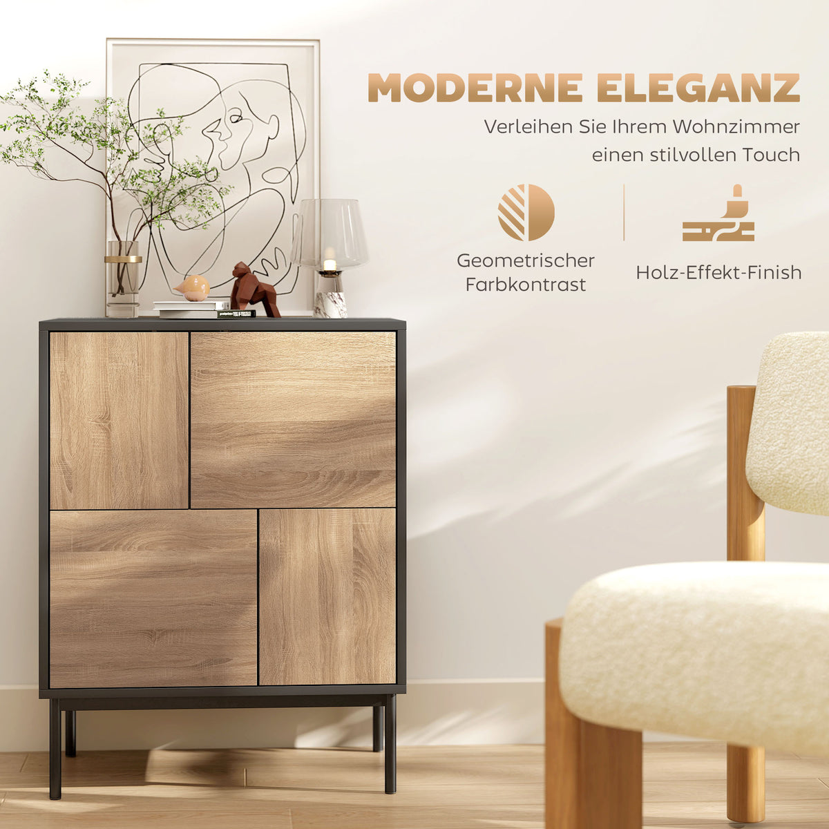 Sideboard mit Push-to-open-Türen, 60 cm