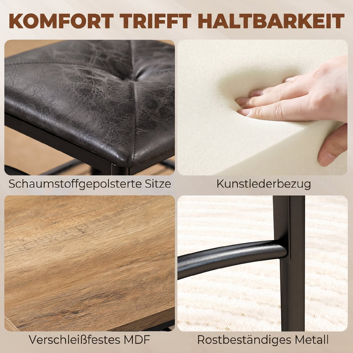 Essgruppe mit Tisch, Bank und 2 Stühlen