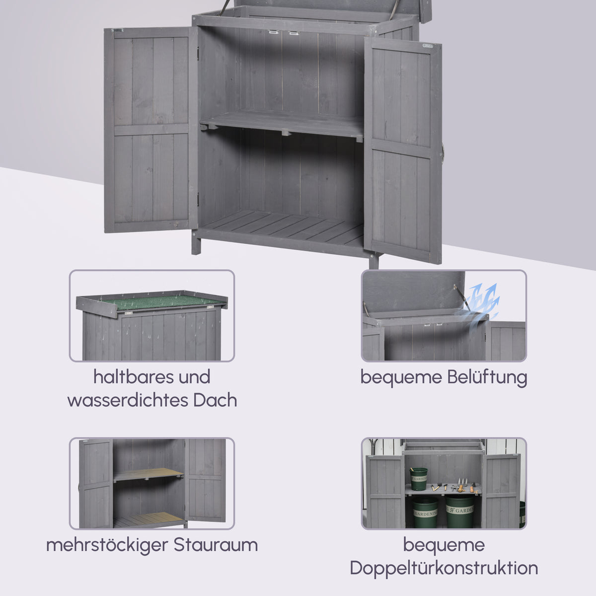 Gartenschrank aus Tannenholz mit Doppeltür