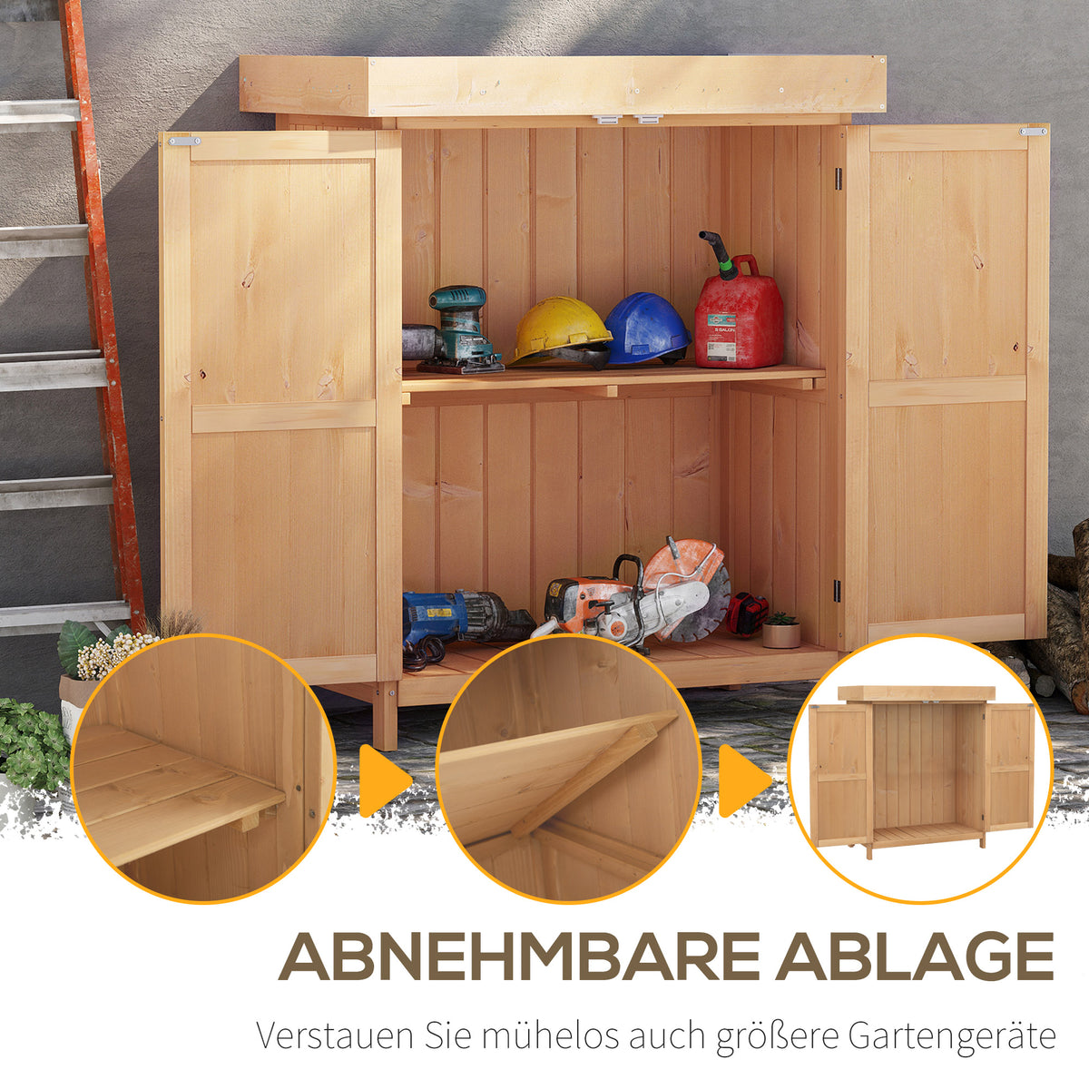 Gartenschrank aus Tannenholz mit Doppeltür