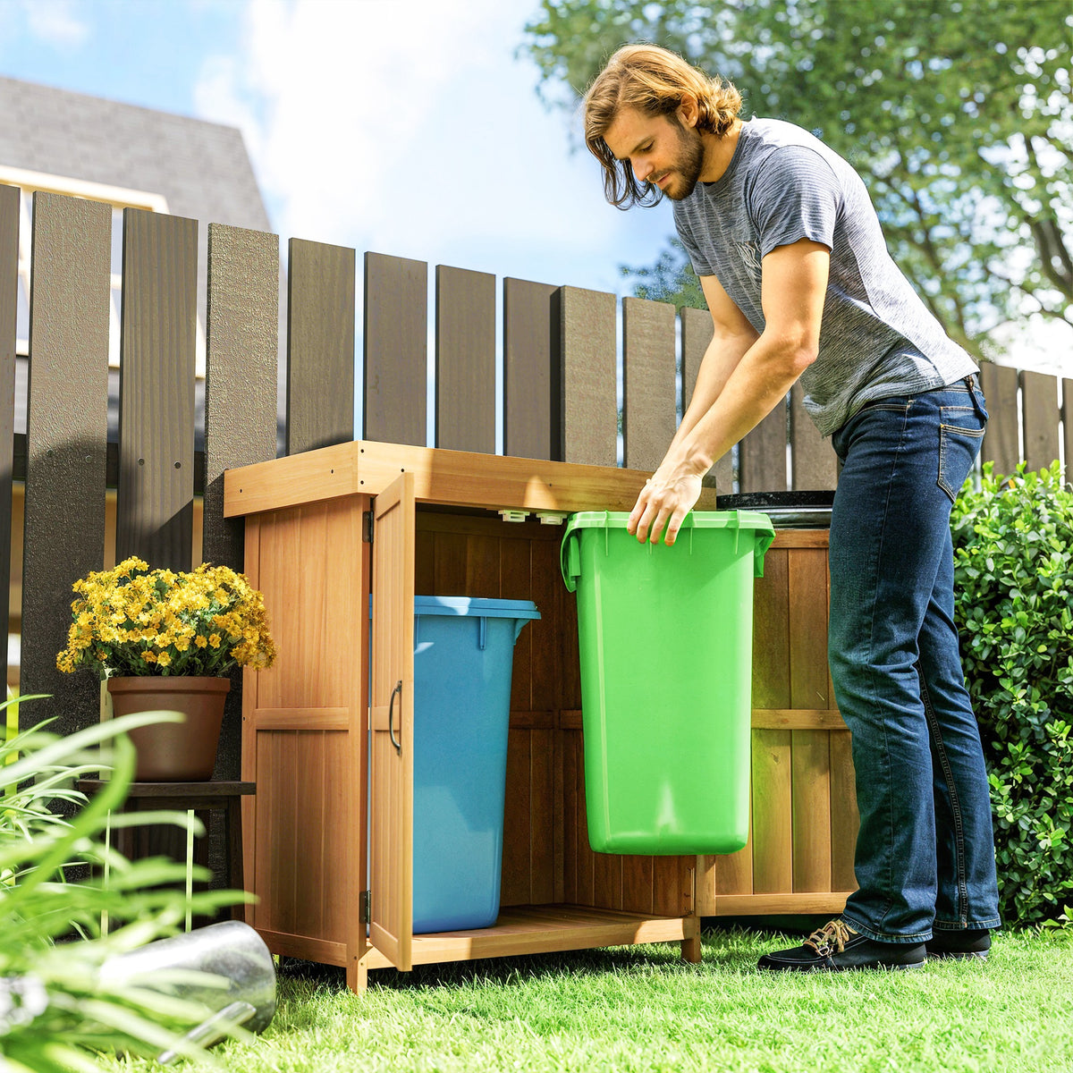 Gartenschrank aus Tannenholz mit Doppeltür