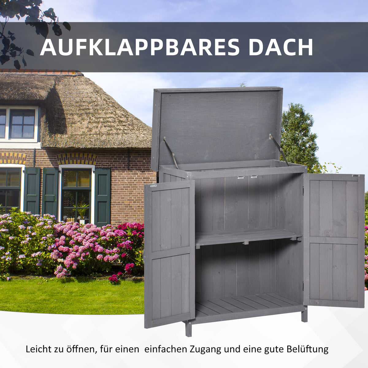 Gartenschrank aus Tannenholz mit Doppeltür