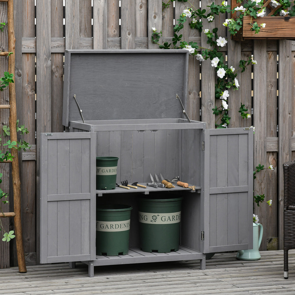 Gartenschrank aus Tannenholz mit Doppeltür