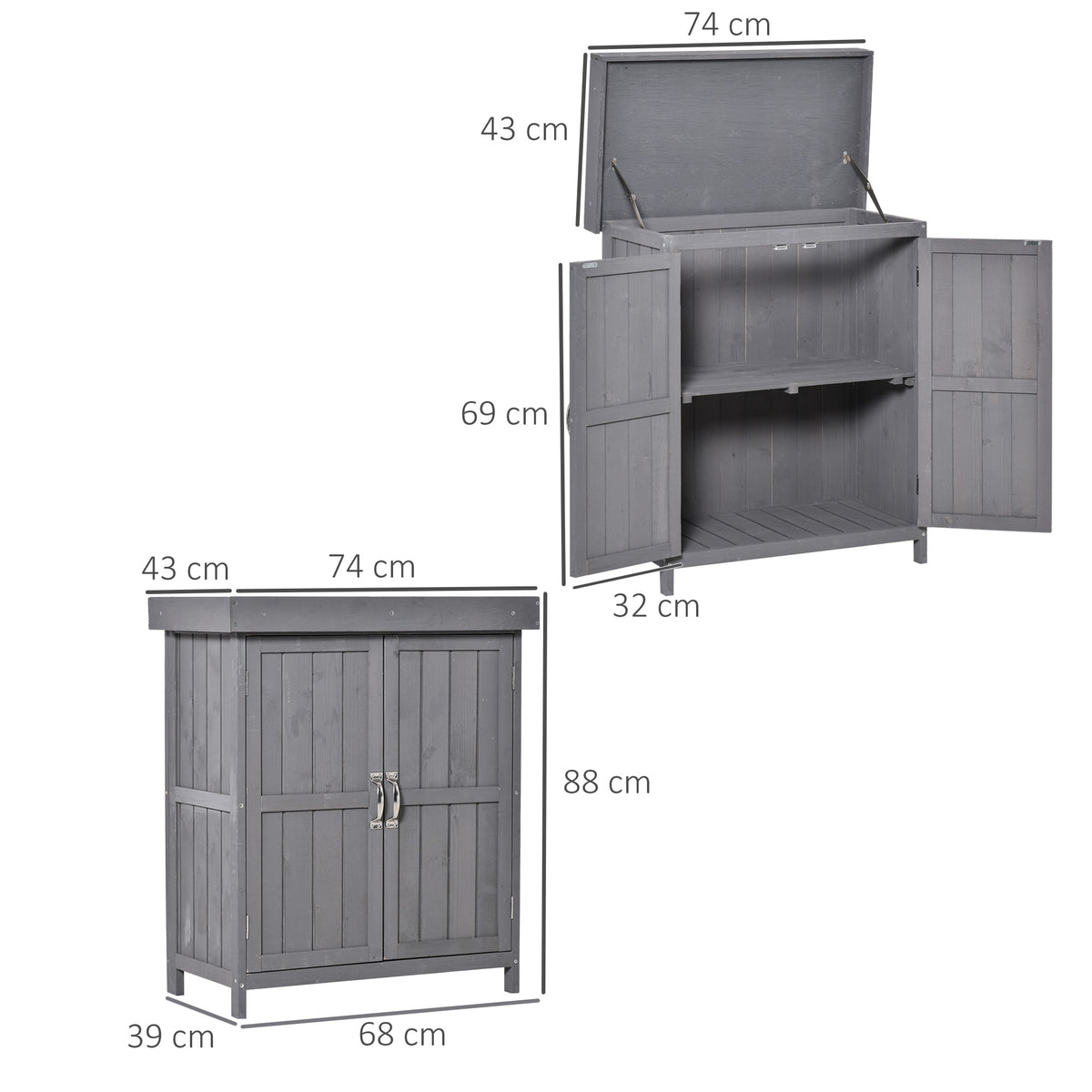 Gartenschrank aus Tannenholz mit Doppeltür