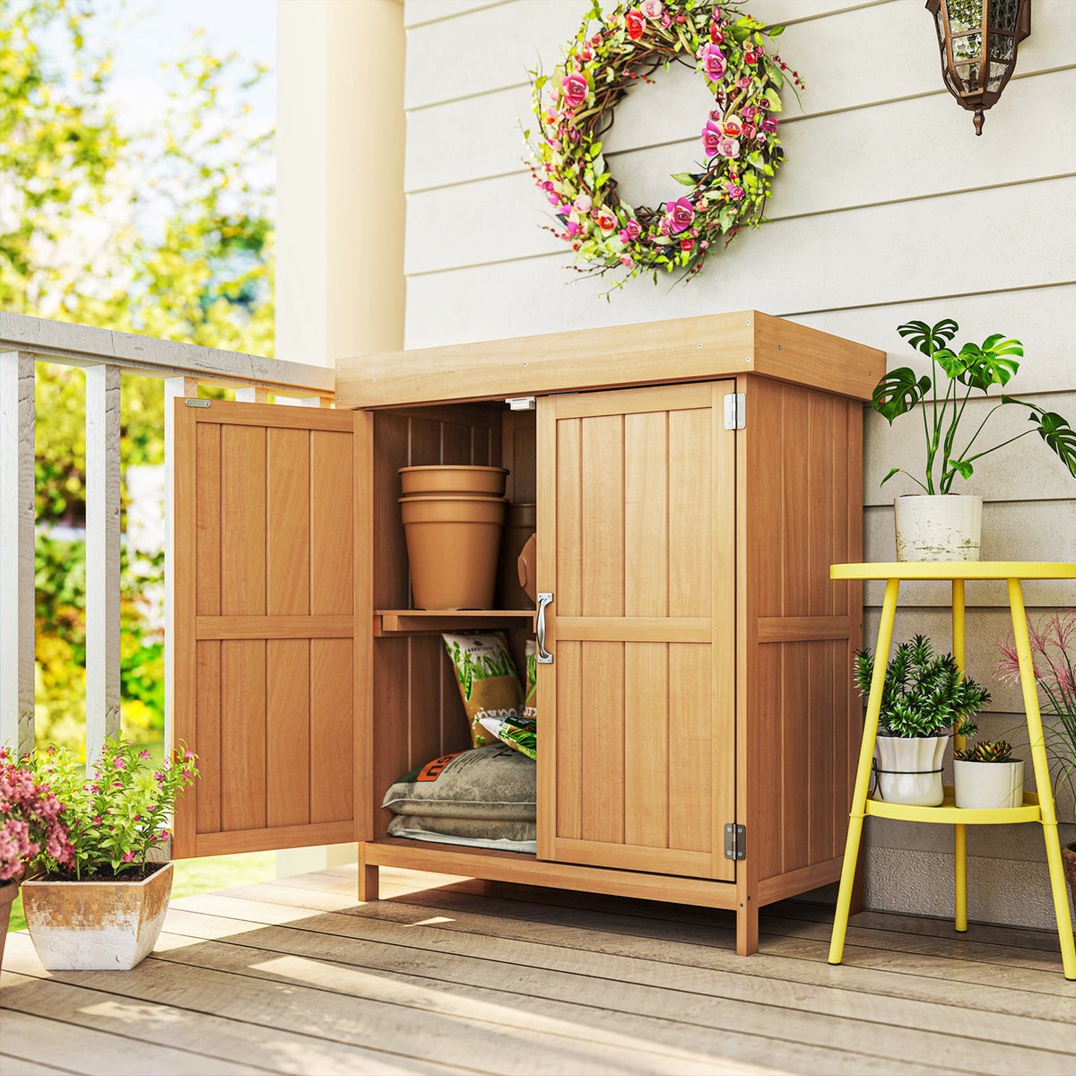 Gartenschrank aus Tannenholz mit Doppeltür