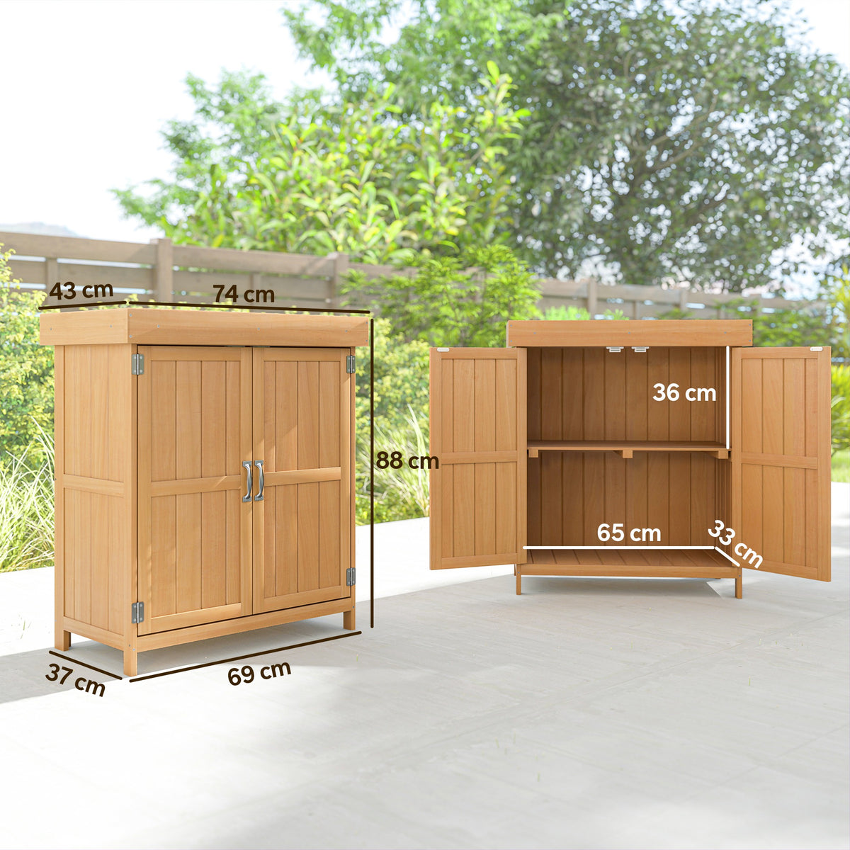 Gartenschrank aus Tannenholz mit Doppeltür