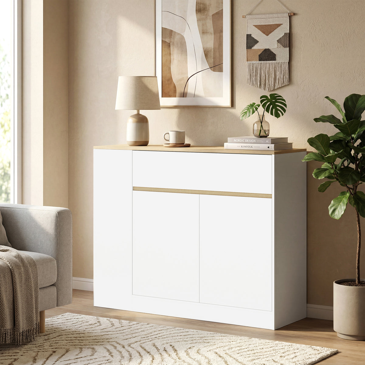 Sideboard 106 cm mit Schublade und 3 offenen Fächern