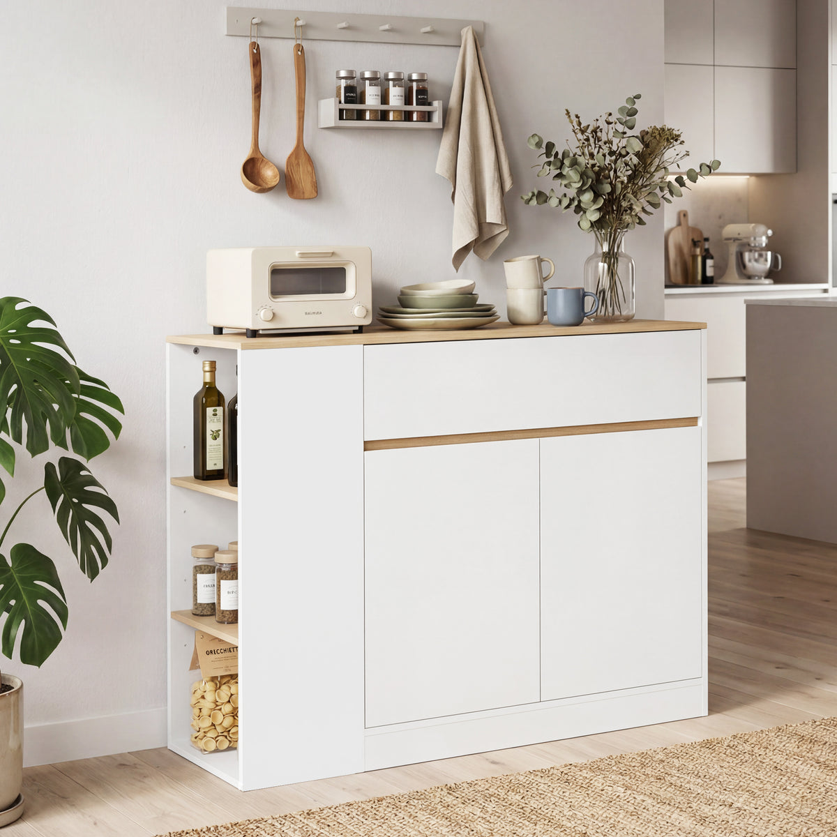 Sideboard 106 cm mit Schublade und 3 offenen Fächern