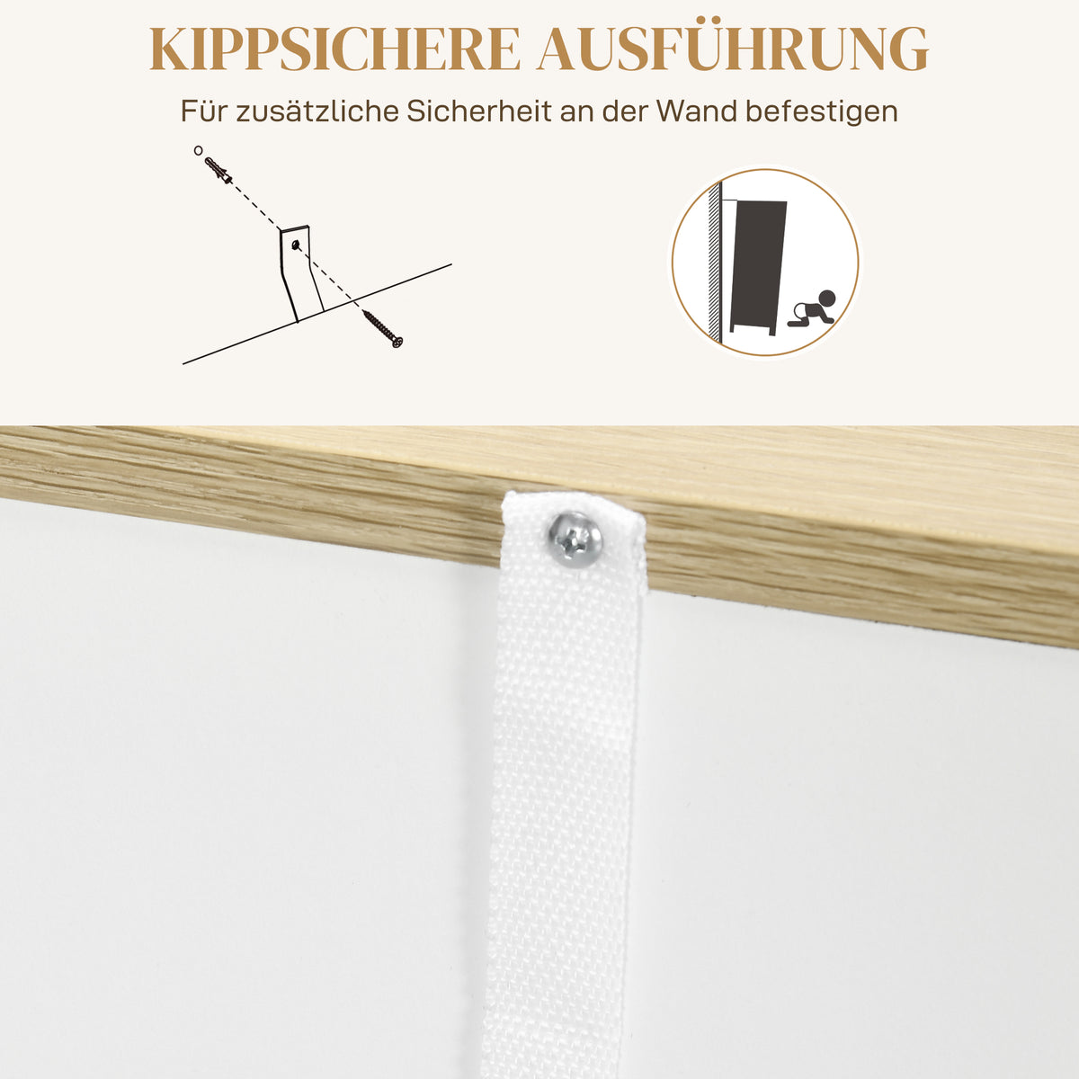 Sideboard 106 cm mit Schublade und 3 offenen Fächern