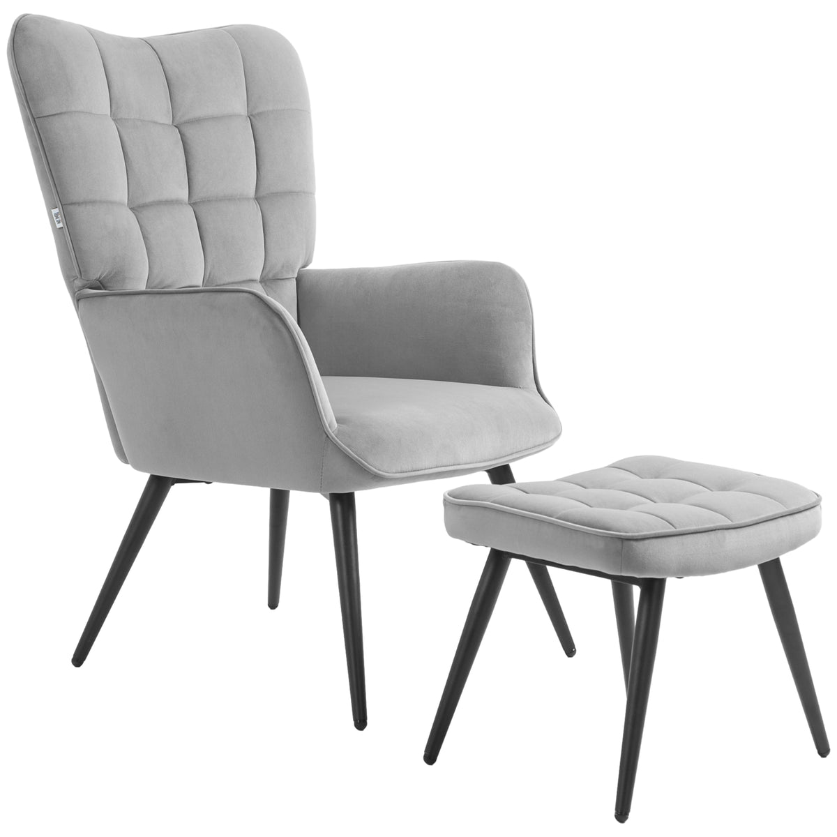 Relaxsessel mit Hocker und Samtbezug