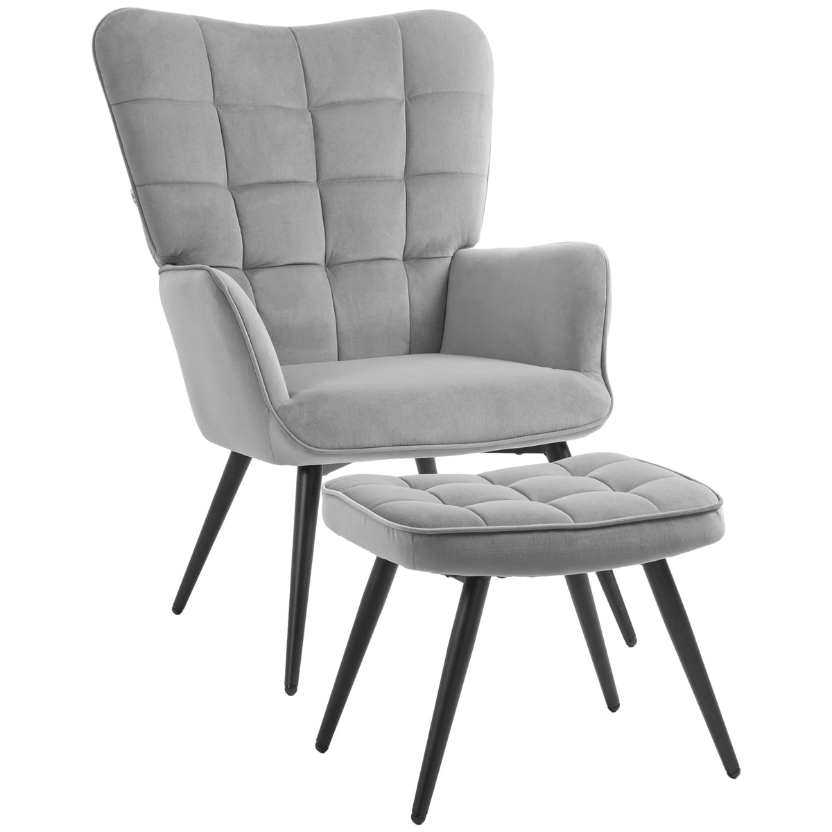 Relaxsessel mit Hocker und Samtbezug