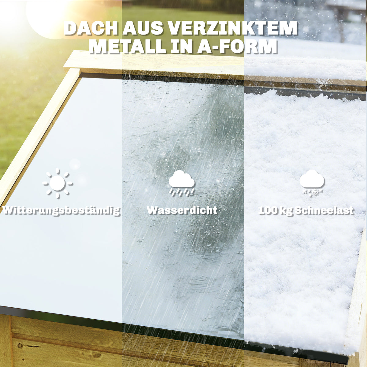 Gartenschrank aus Tannenholz mit verzinktem Metalldach
