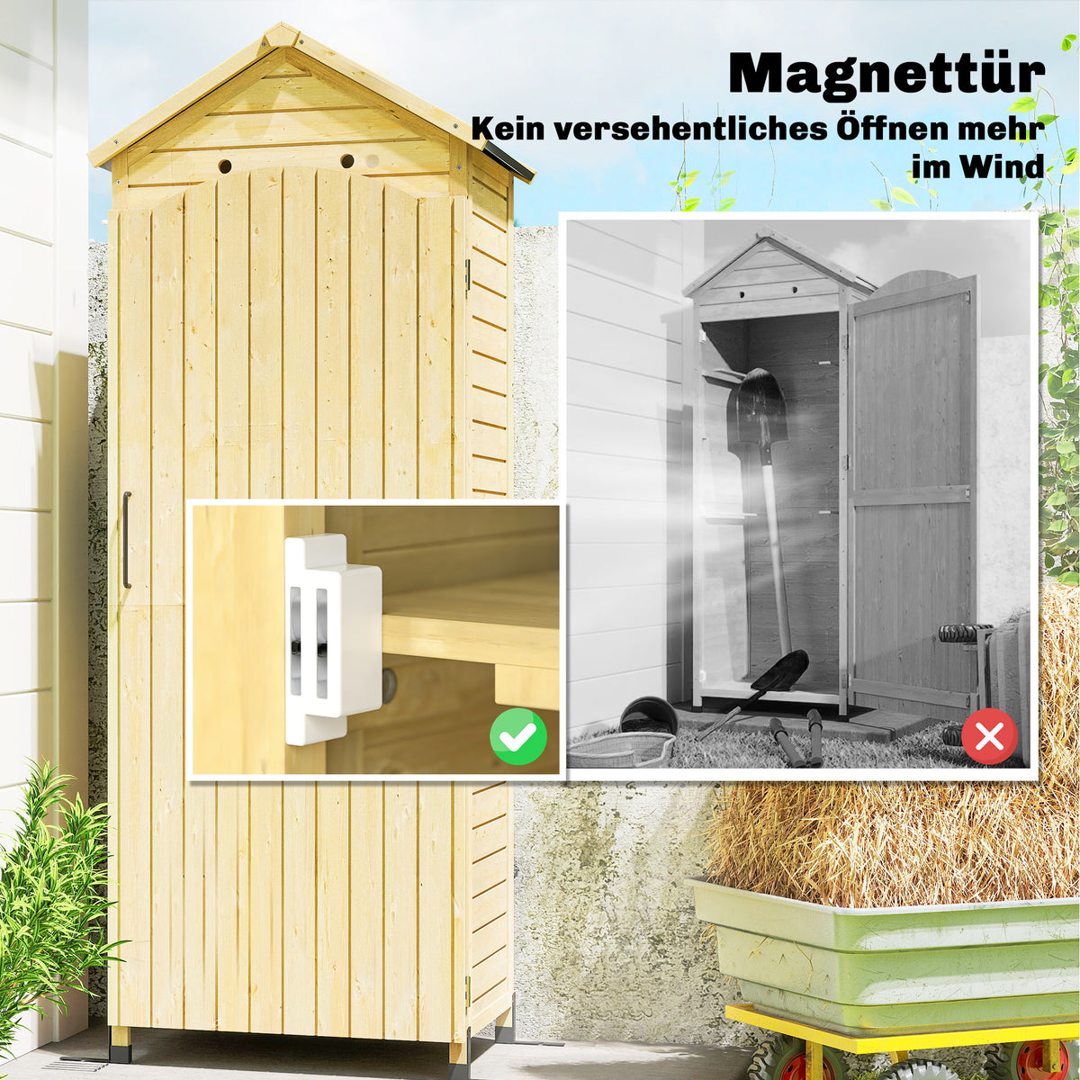 Gartenschrank aus Tannenholz mit verzinktem Metalldach