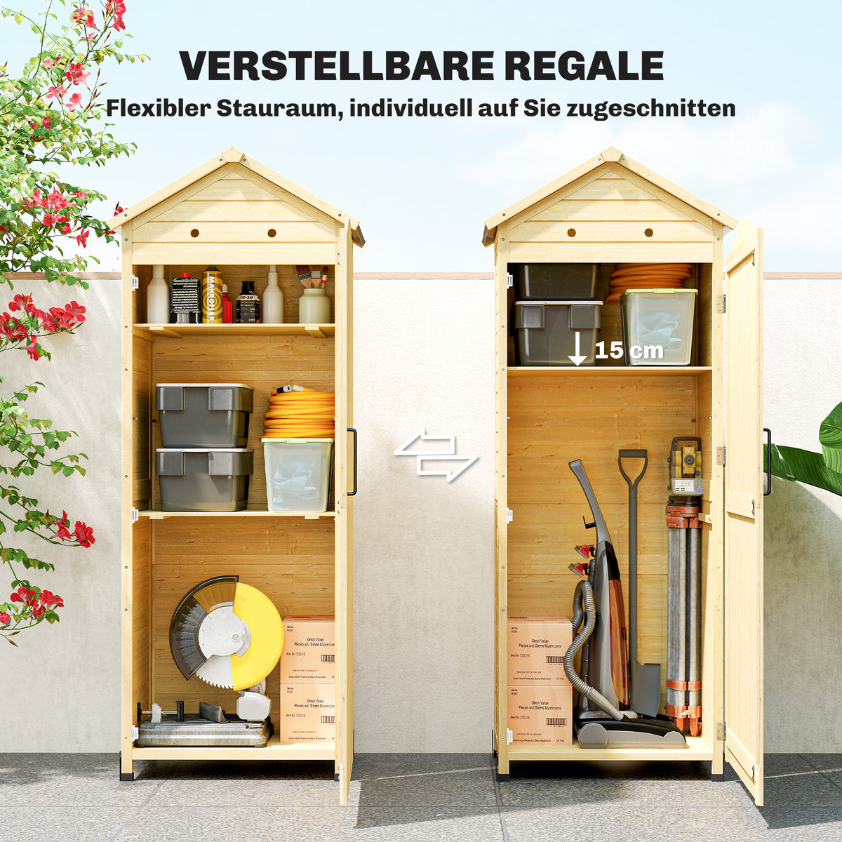 Gartenschrank aus Tannenholz mit verzinktem Metalldach