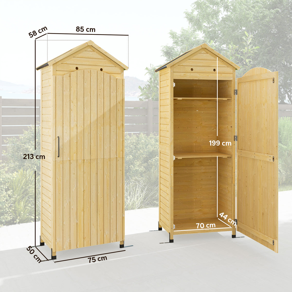 Gartenschrank aus Tannenholz mit verzinktem Metalldach