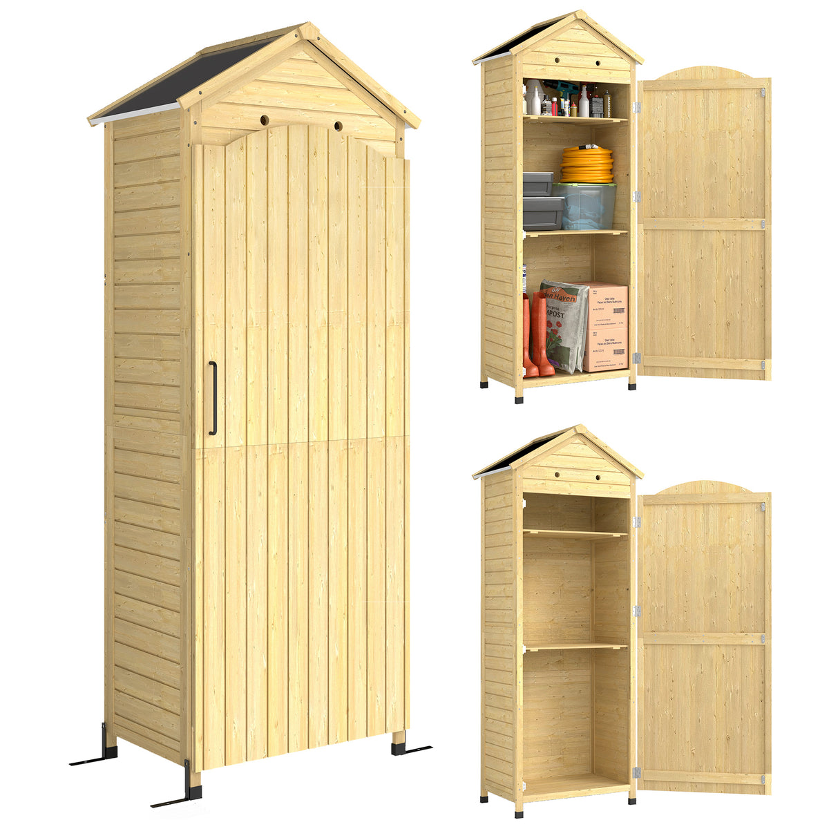 Gartenschrank aus Tannenholz mit verzinktem Metalldach