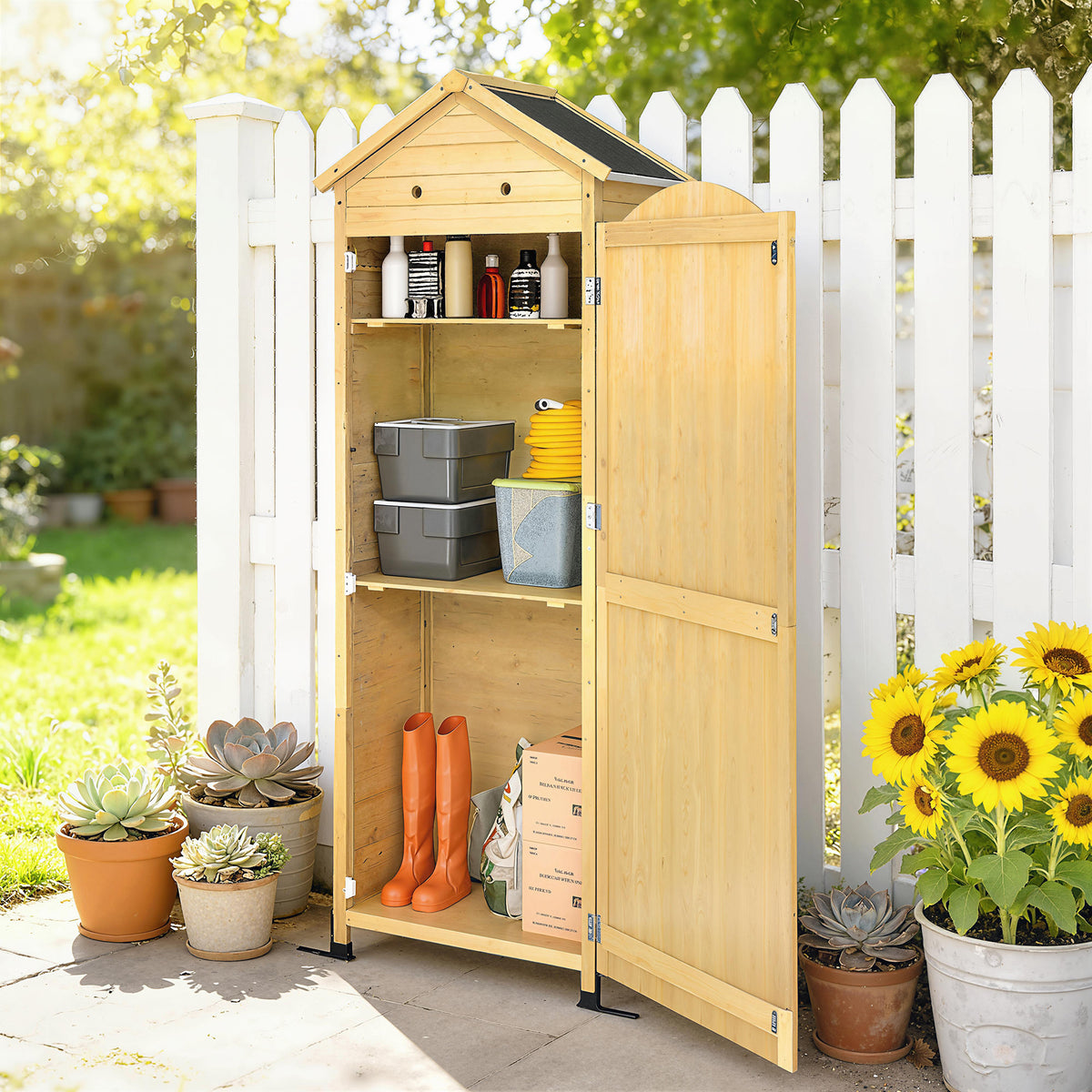 Gartenschrank aus Tannenholz mit verzinktem Metalldach