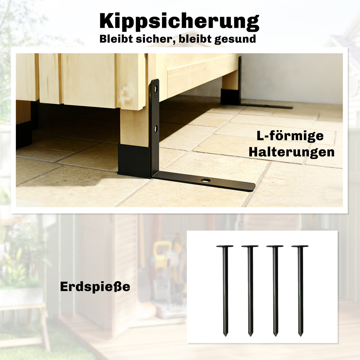 Gartenschrank aus Tannenholz mit verzinktem Metalldach