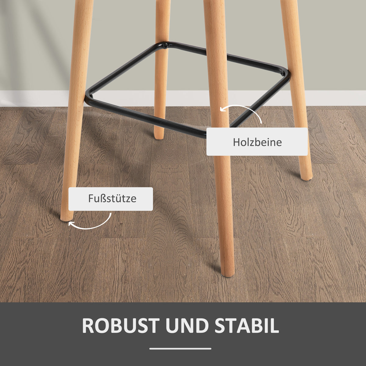2er-Set Barhocker mit Armlehnen und Fußstütze