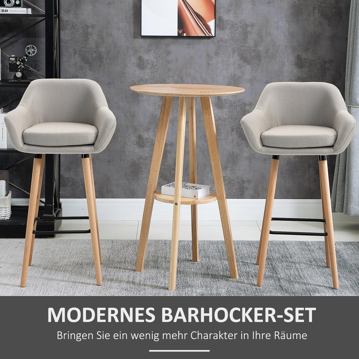 2er-Set Barhocker mit Armlehnen und Fußstütze
