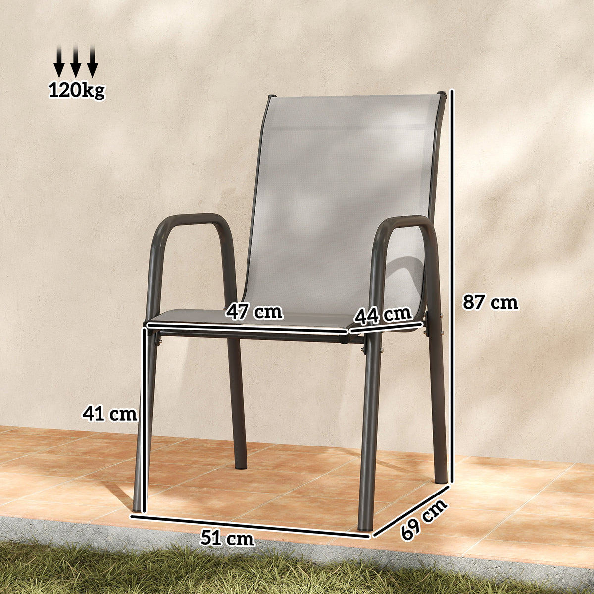 4er-Set Gartenstühle mit Armlehnen, stapelbar