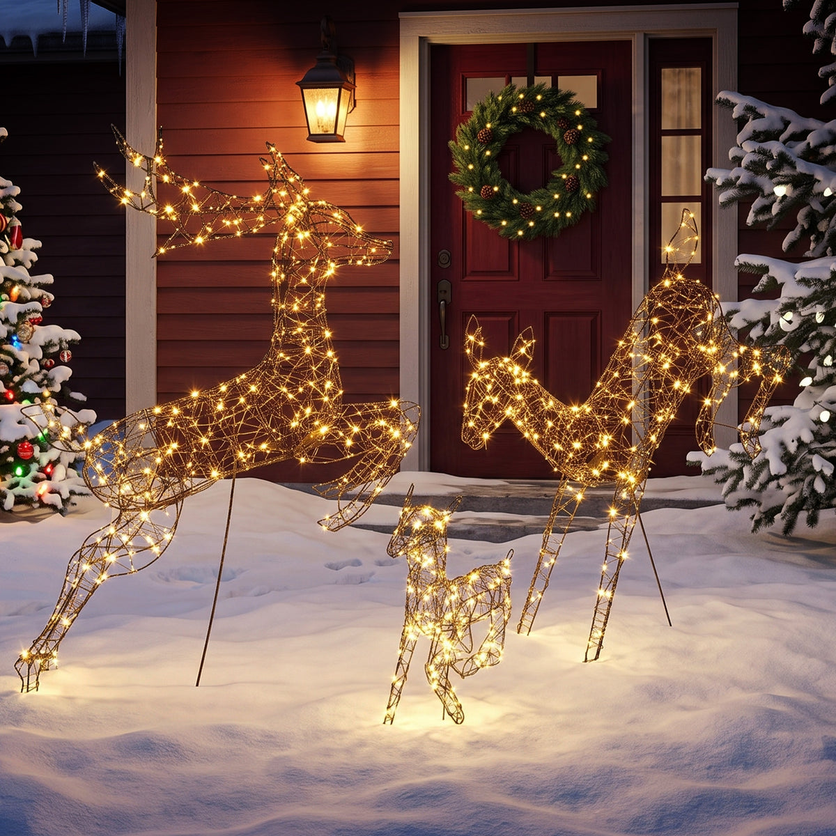 3-teiliges LED-Rentier-Set mit 200 LEDs