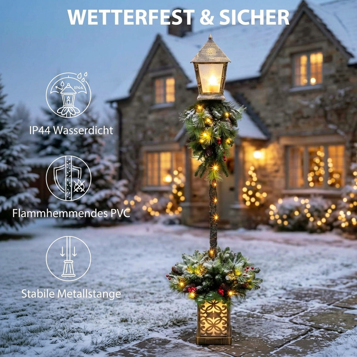 Weihnachts-Laternenpfahl 150 cm mit 50 LEDs