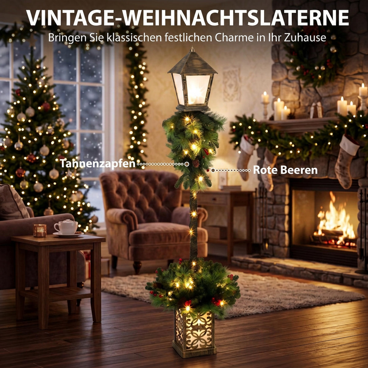 Weihnachts-Laternenpfahl 150 cm mit 50 LEDs