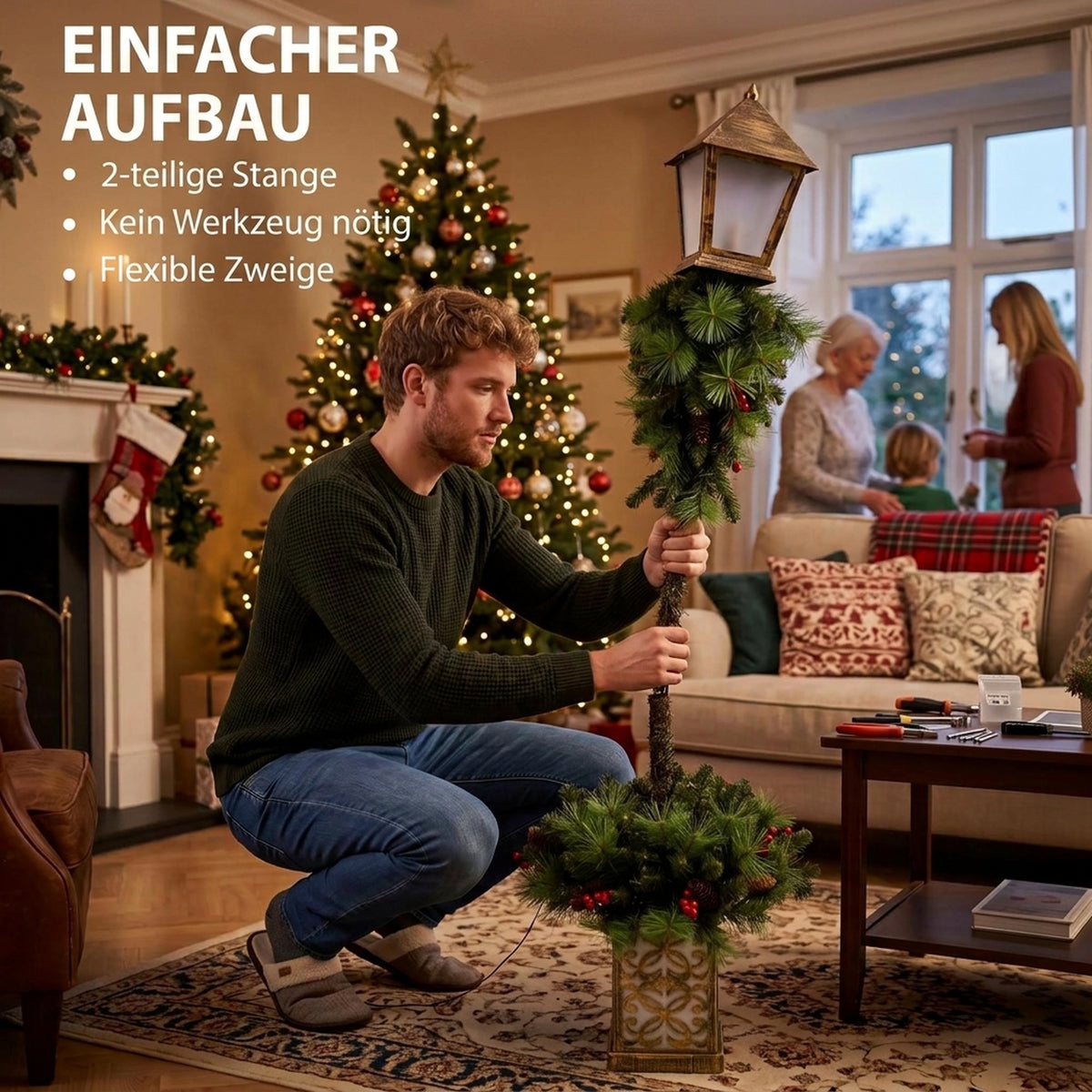 Weihnachts-Laternenpfahl 150 cm mit 50 LEDs