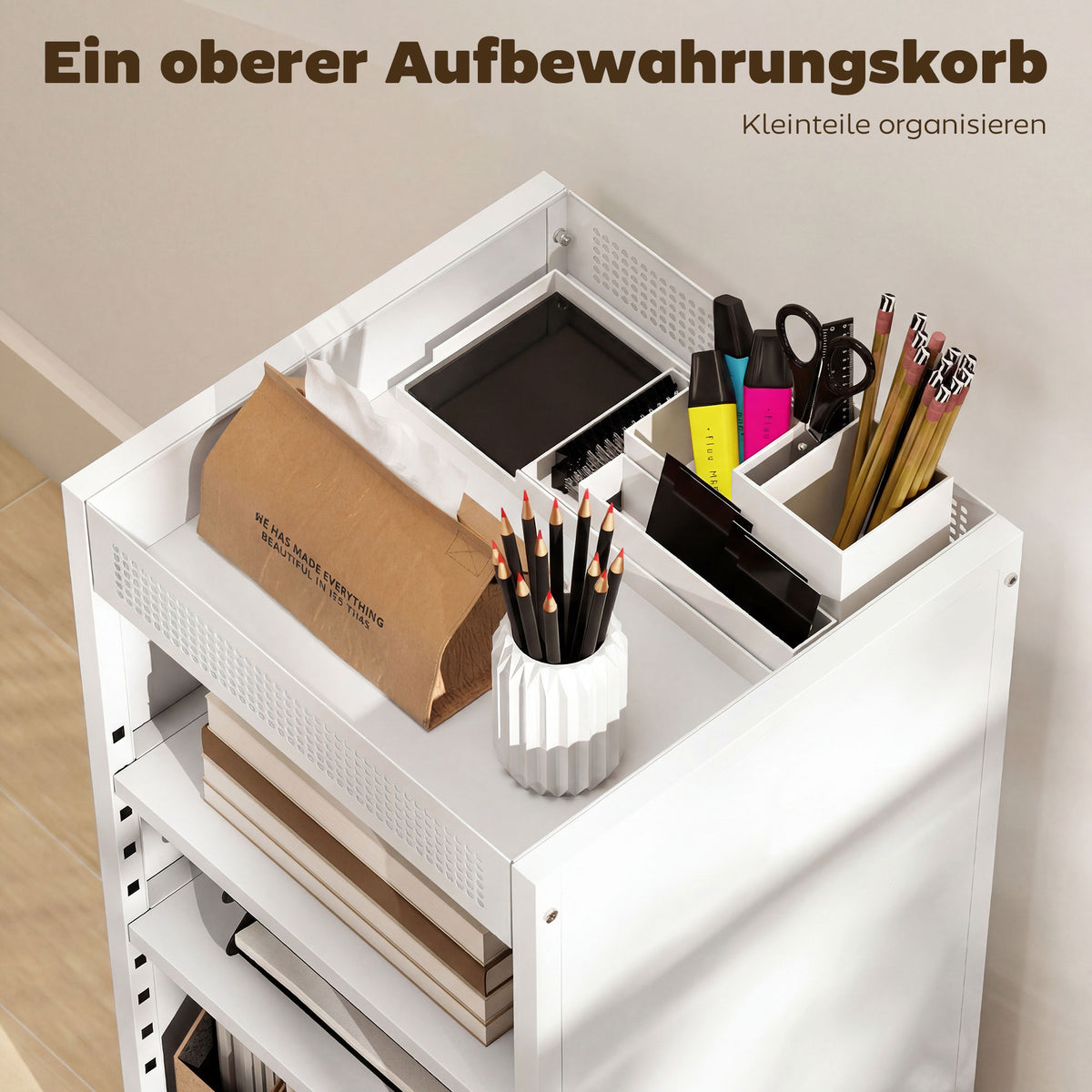 Mobiles Bücherregal mit verstellbaren Böden