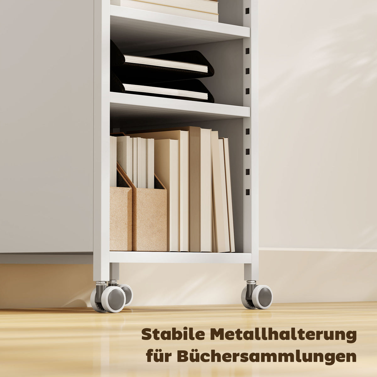 Mobiles Bücherregal mit verstellbaren Böden