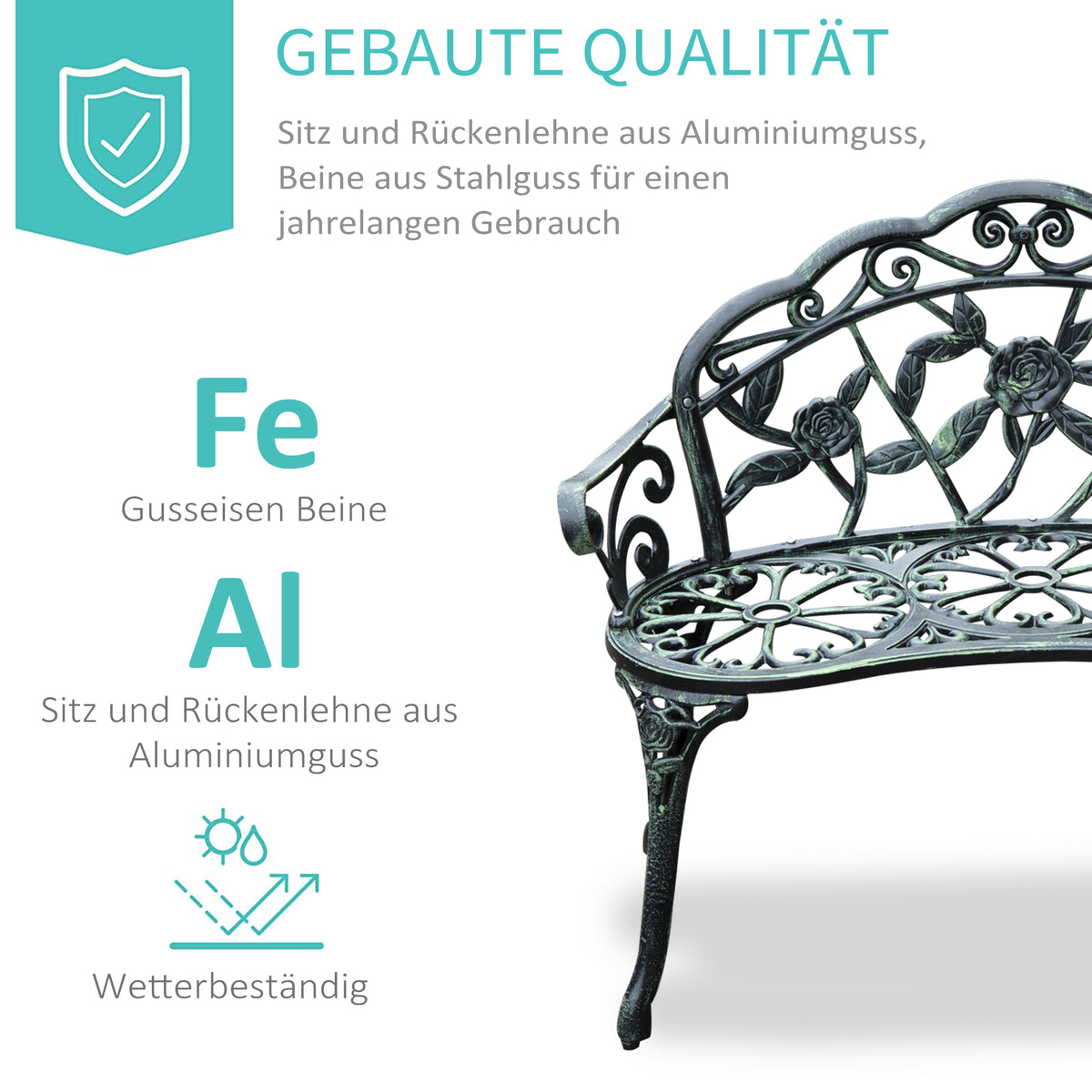 Gartenbank für 2 Personen mit Blumenmuster