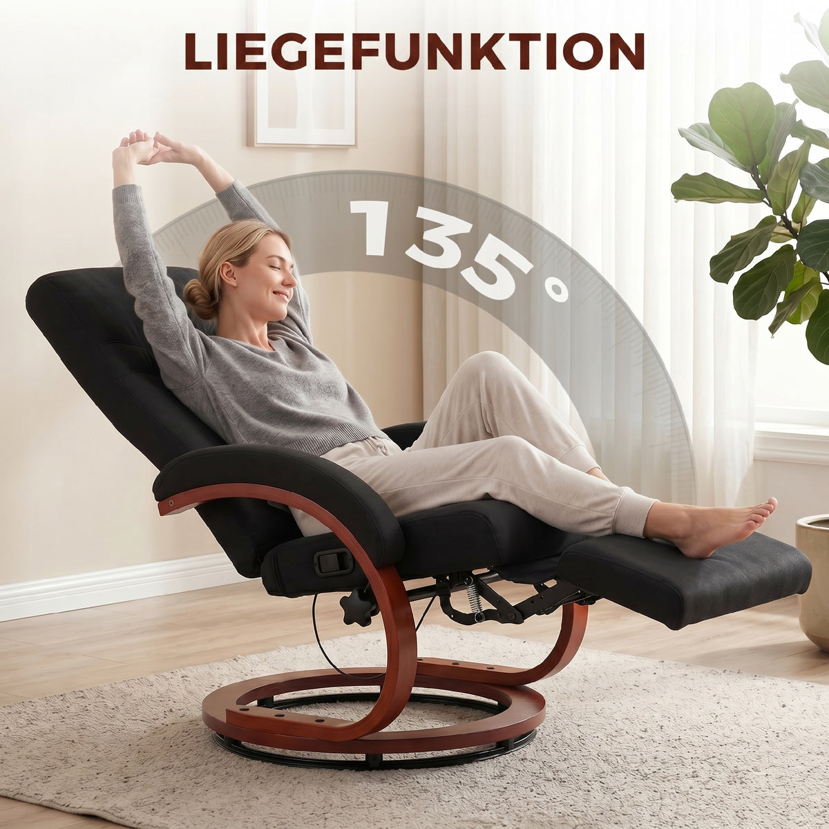 Drehbarer Relaxsessel mit Fußstütze und Liegefunktion