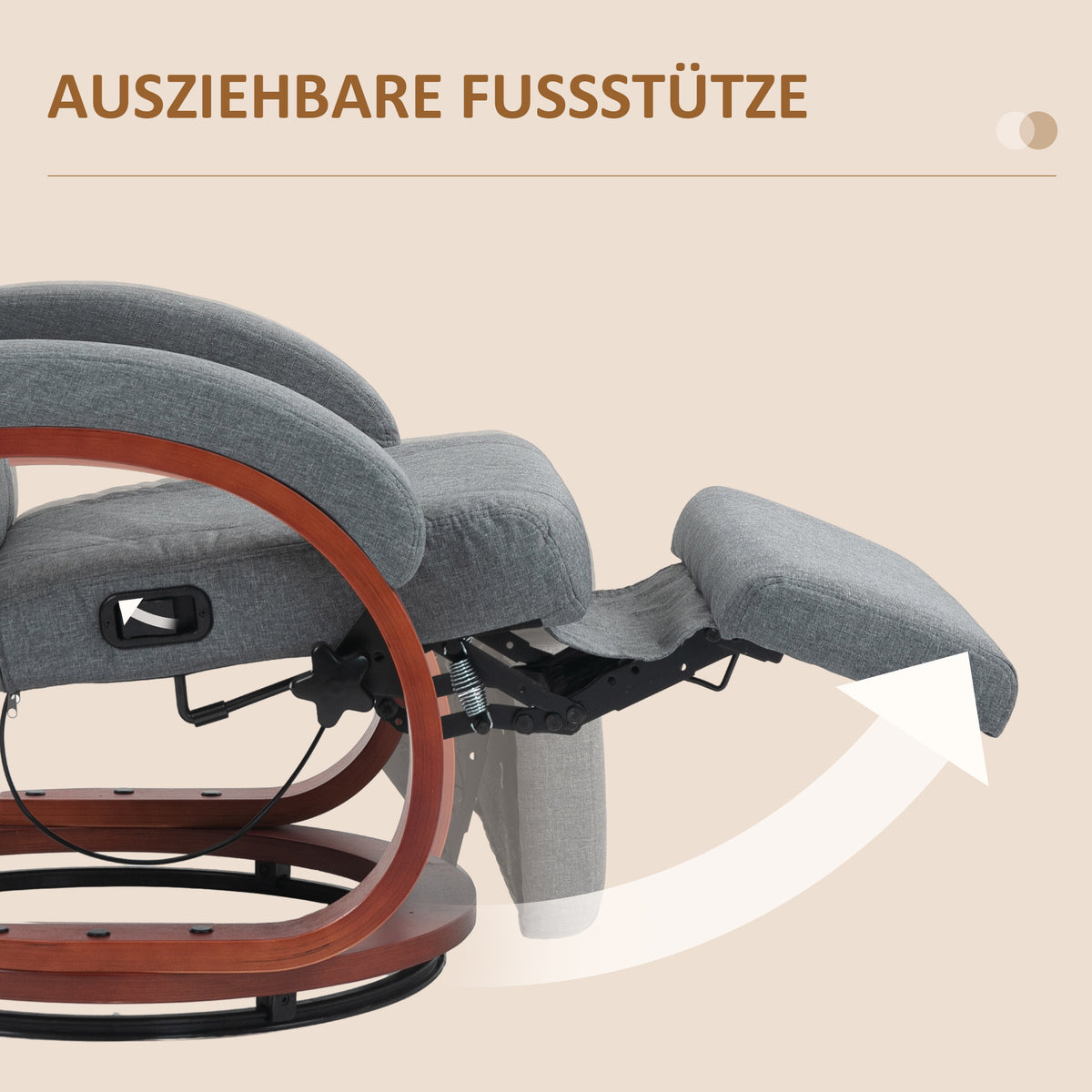 Drehbarer Relaxsessel mit Fußstütze und Liegefunktion