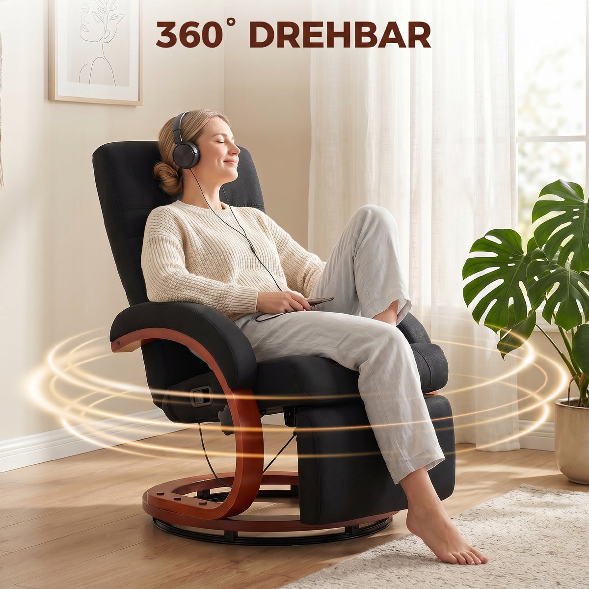 Drehbarer Relaxsessel mit Fußstütze und Liegefunktion