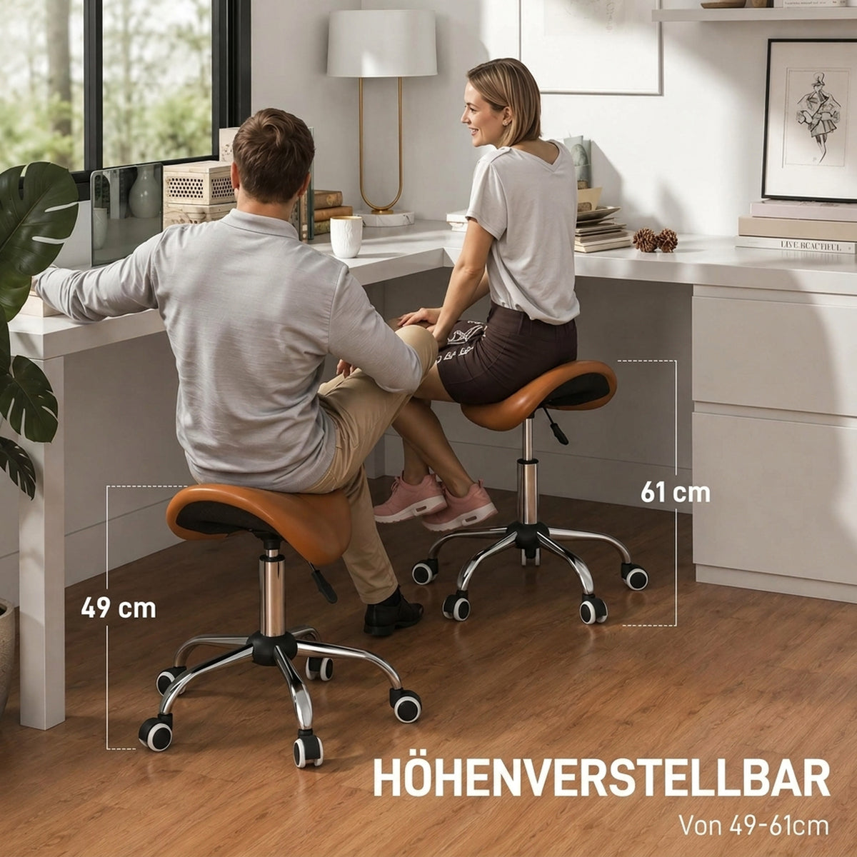Rollhocker mit Sattelsitz und Höhenverstellung