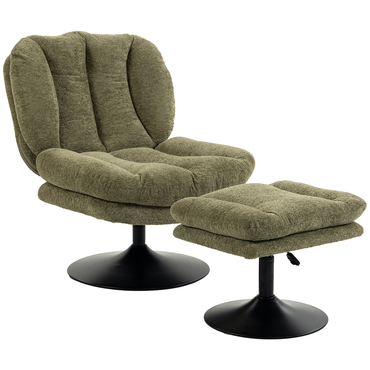 Drehbarer Loungesessel mit Hocker und Samtbezug