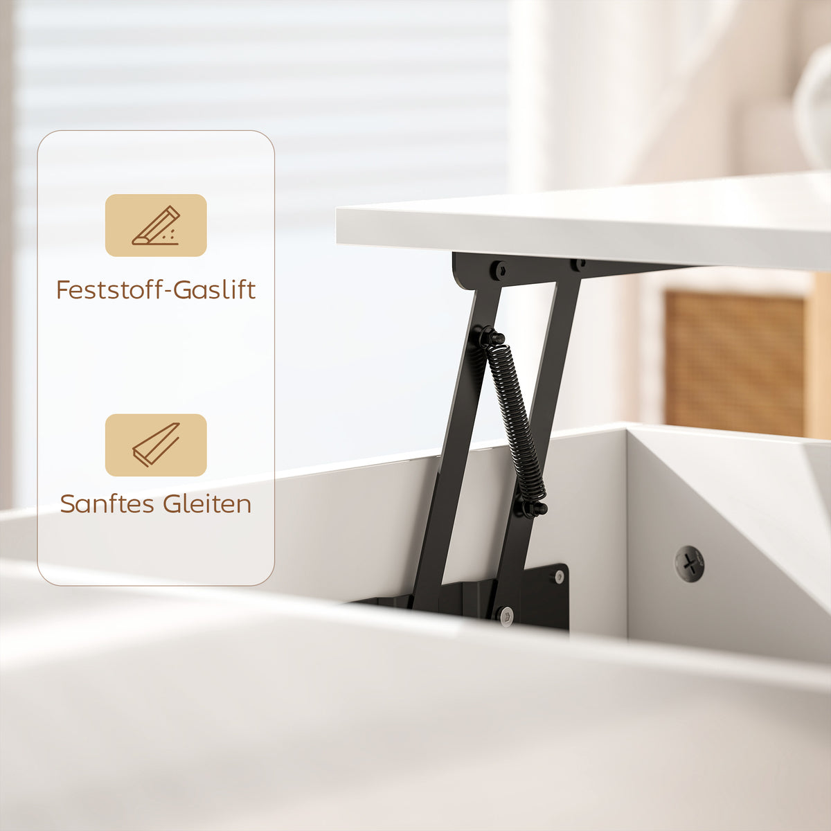 Höhenverstellbarer Couchtisch mit Stauraum und 2 Schubladen