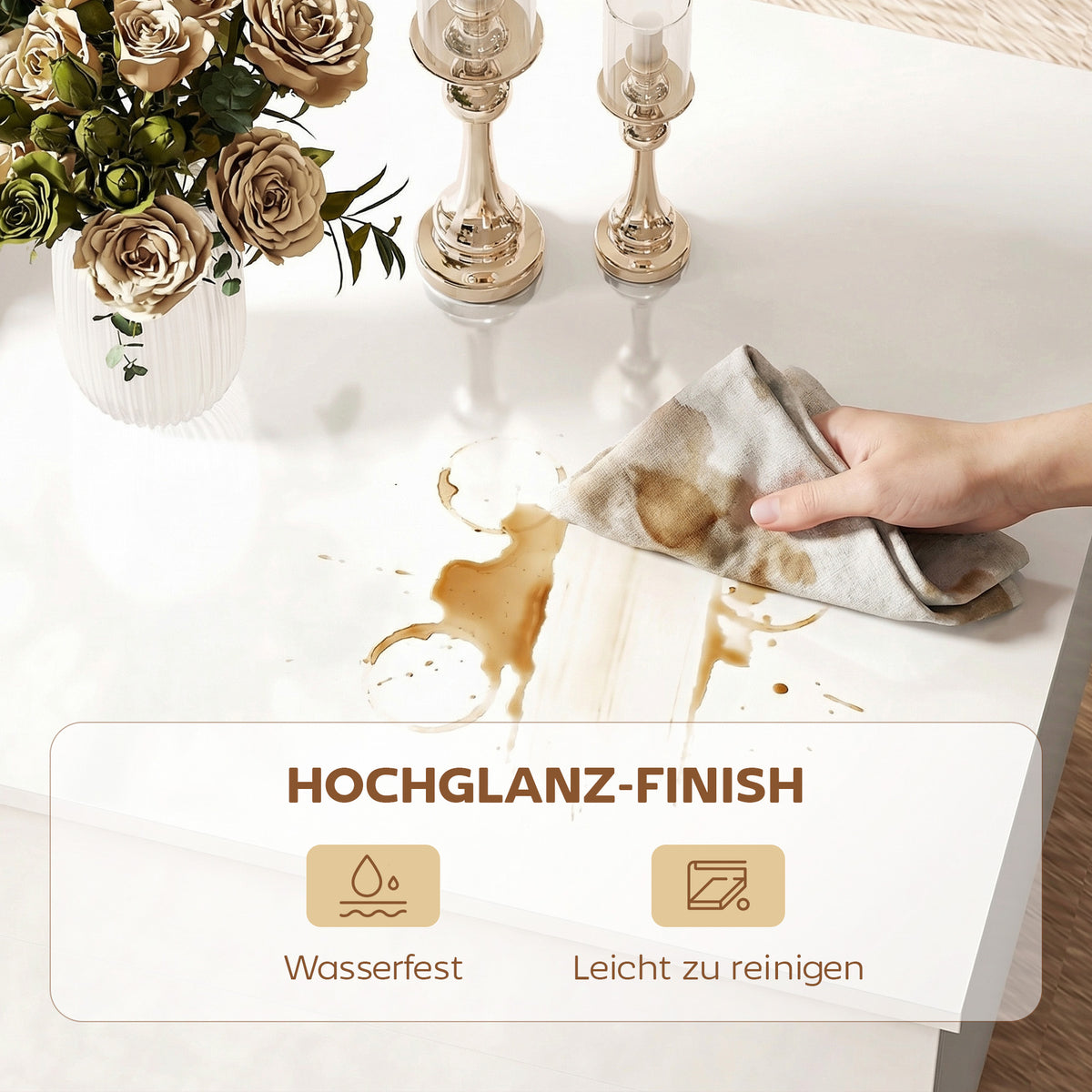 Höhenverstellbarer Couchtisch mit Stauraum und 2 Schubladen