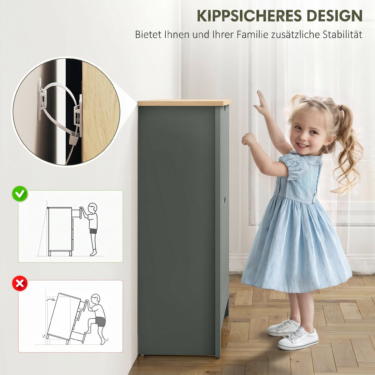 Schuhschrank mit Klappfächern und Ablage