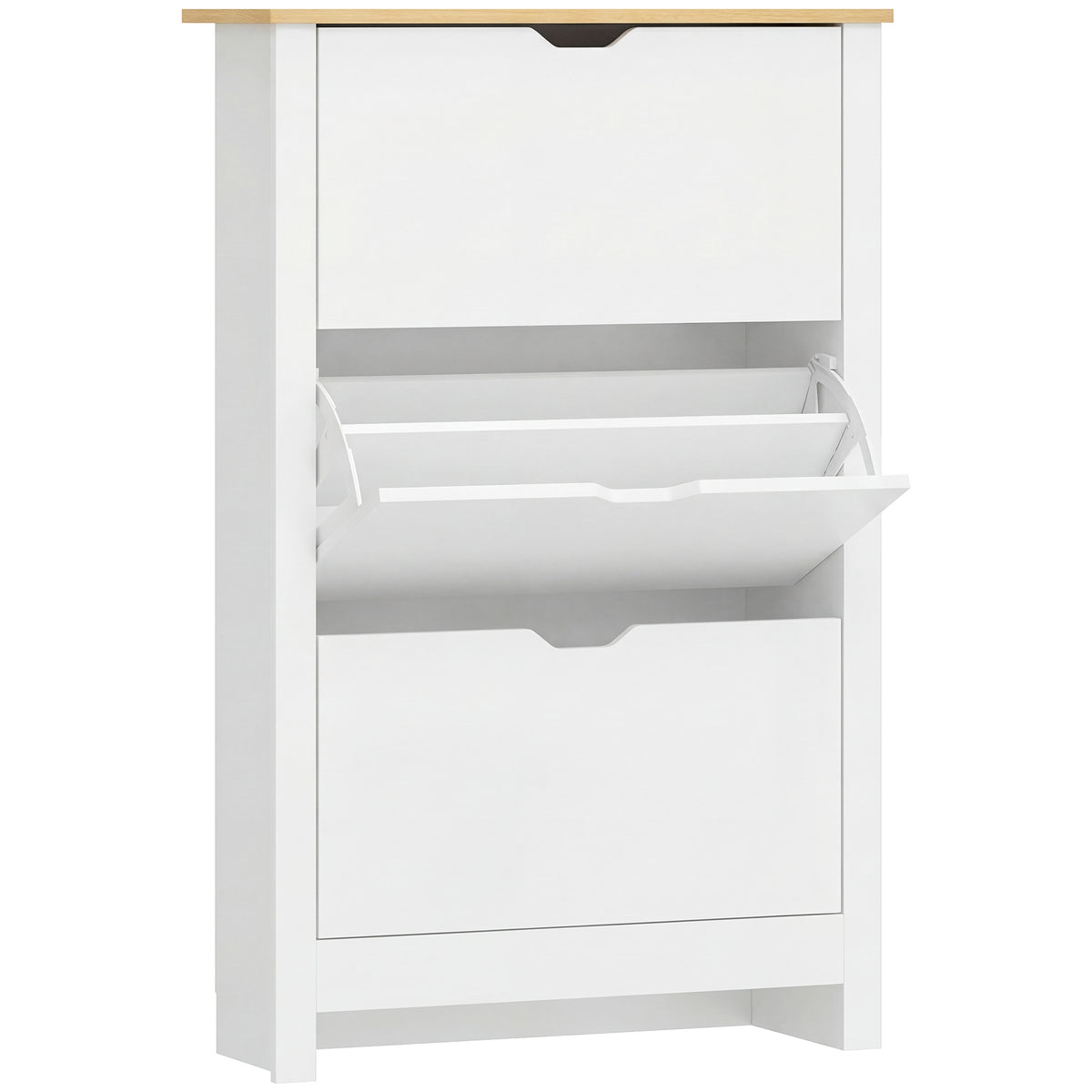 Schuhschrank mit Klappfächern und Ablage