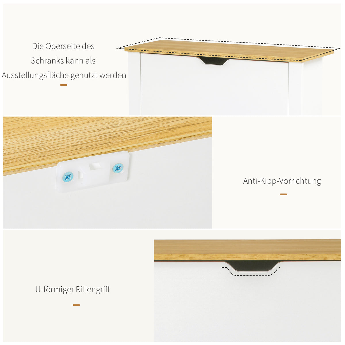Schuhschrank mit Klappfächern und Ablage